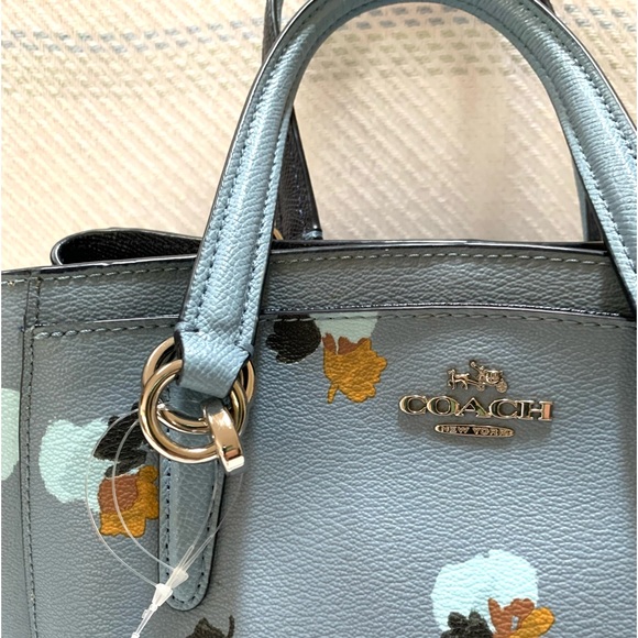 Coach Minetta Multi Compartment Floral Satchel/Crossbody Dusty Light Blue Bag - Picture 2 of 13